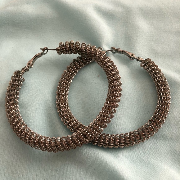 Unique Hoop Silver Earrings - Picture 2 of 4